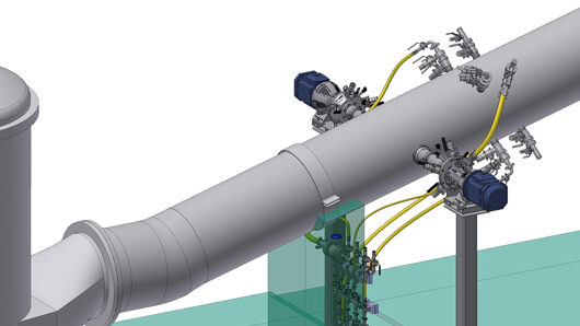 TrumpJet Flash Mixing Reactor mixes various chemicals very close to one another, just before the headbox.