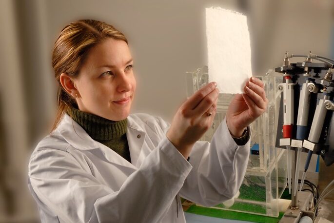 A sheet of paper is tested in a laboratory 