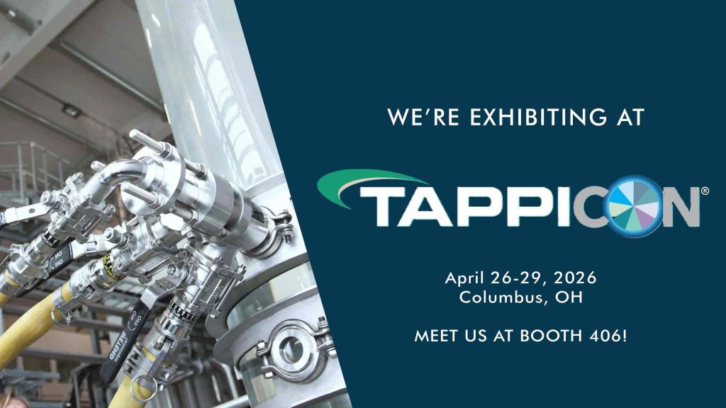 A poster, Wetend Techologies exhibiting at TAPPICon 2026, with a picture TrumpJet Flash Mixing